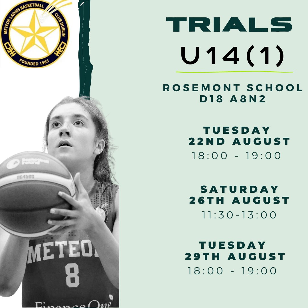 meteorsbb's tweet photo. Team Trials
U14(1)
Rosemont School
Tuesday 22nd August 18:00-19:00
Saturday 26th August 11:30-13:00
Tuesday 29th August 18:00-19:00
#LetsGoMeteors https://t.co/XIYOA2hqRl