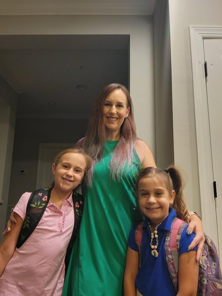 These two were up super early and ready for school today! We are all looking forward to a great year @EESpanthers 💚🌈🌪#ccpsfamily