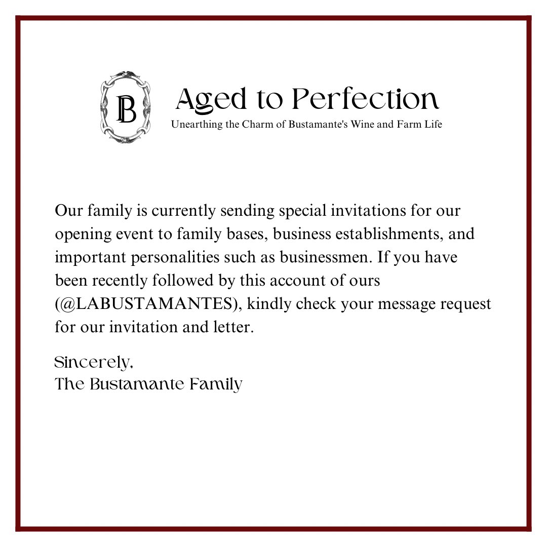 ͏͏
͏͏ ͏
͏͏ ͏
͏͏The 𝕭ustamante Family     

Our family is currently sending special invitations for our event to family bases, businesses, and important personalities such as businessmen. 

READ.⠀  MORE.⠀ ⠀ ⠀ ⠀

͏͏ ͏
͏͏ ͏
͏͏ ͏
͏͏ ͏