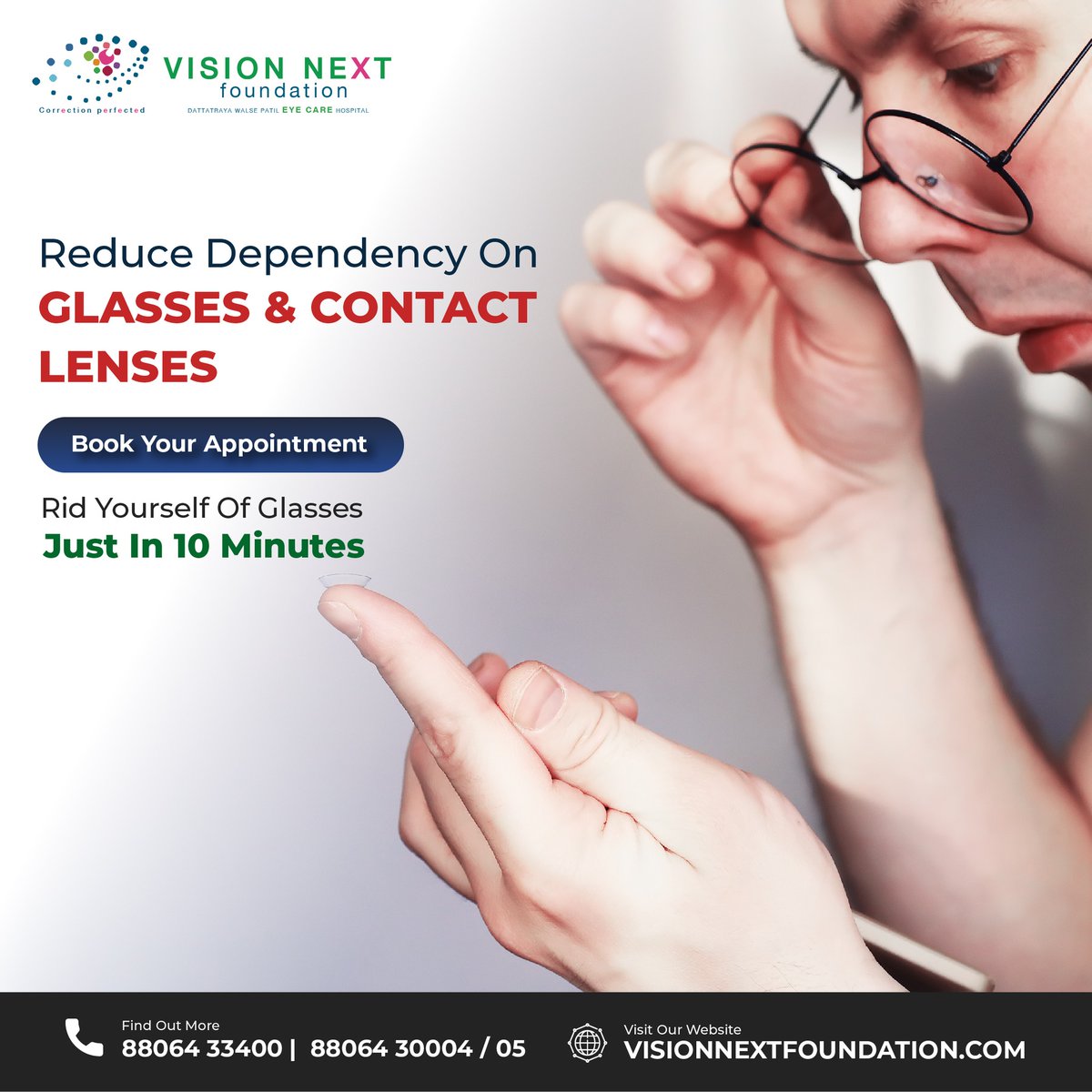 If you're tired of wearing eyeglasses or contact lenses, you may wonder whether LASIK surgery suits you. LASIK is a type of refractive eye surgery.
For more details,visionnextfoundation.com or call on 88064 30004/88064 30005.
#visionnextfoundation #lasik #visionnext #cataract