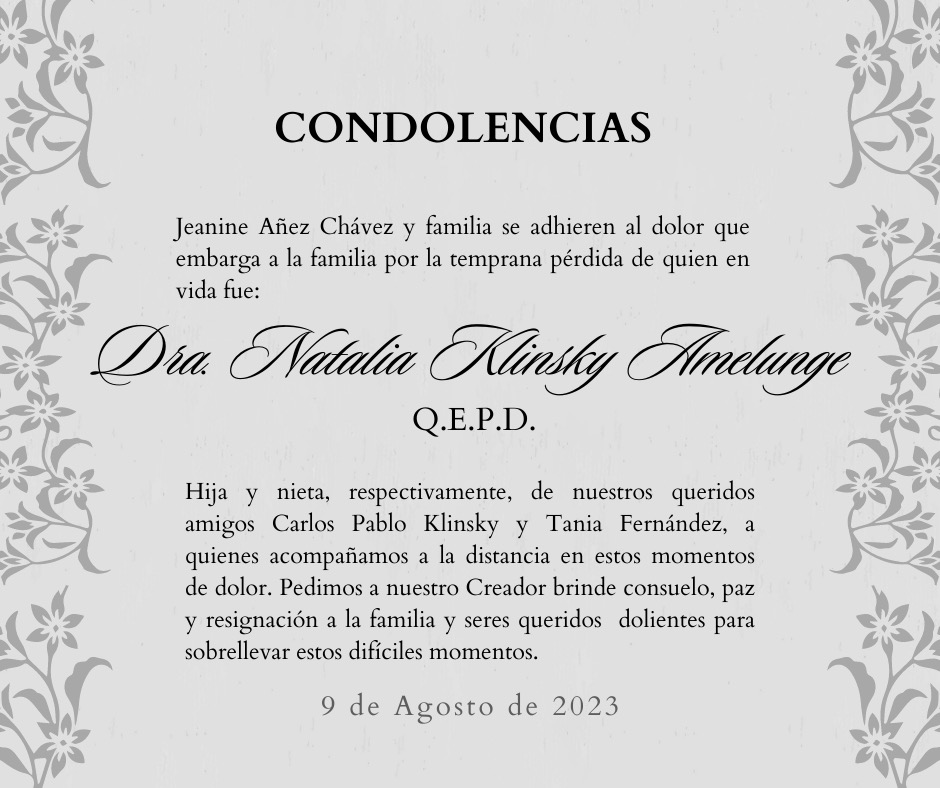 La muerte de un hijo no tiene nombre. Mi consternación y sentimiento de profundo pesar acompañan al ex senador Carlos Pablo Klinsky y su familia.