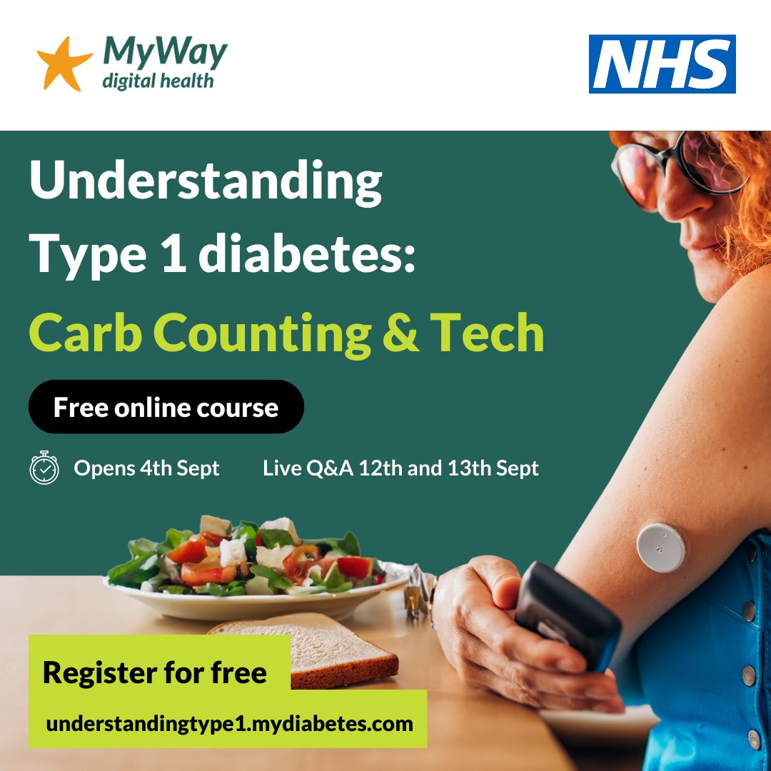 ⭐️BRAND NEW Type 1 course!⭐️

Understanding Type 1: Carb Counting &amp; Tech 

MyWay Digital Health in conjunction with NHS England, are delighted to offer a BRAND NEW online course covering all you need to know about carb counting and type 1 technology!

See thread for more info...