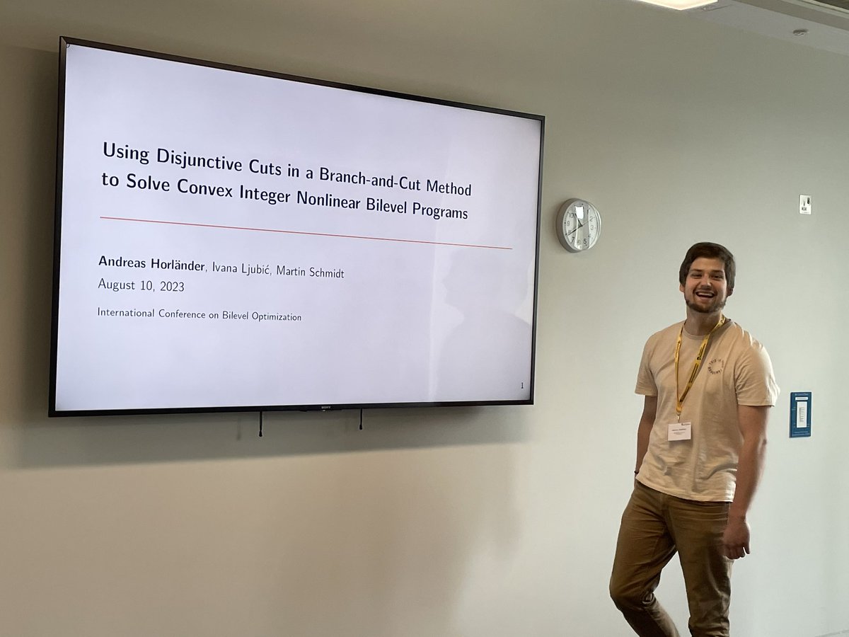 ILjubic's tweet photo. Session on bilevel mixer integer programming at #ICBO 2023 in Southampton
Andreas Horländer, Eva Ley, Danny Blom, and Noah Weninger
#orms https://t.co/htn88baVmU