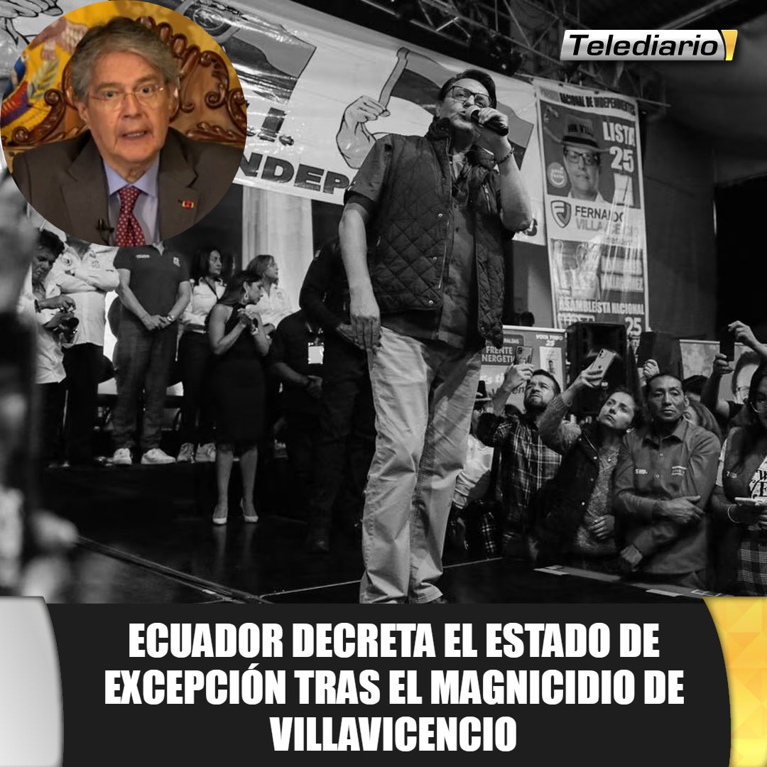TelediarioGT's tweet image. 🚨 Tras el #asesinato de #FernandoVillavicencio en #Quito, el presidente Guillermo #Lasso decretó el estado de #excepción ➡ bit.ly/45GfMFJ
