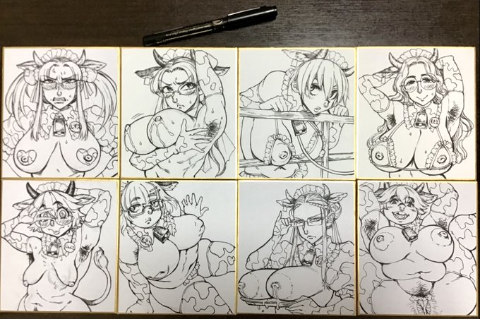 ういーす。
単行本発売記念にまたミニ色紙販売やるよ。今回はこの8枚。完成したらまた改めて販売日時など告知させて頂きます〜 