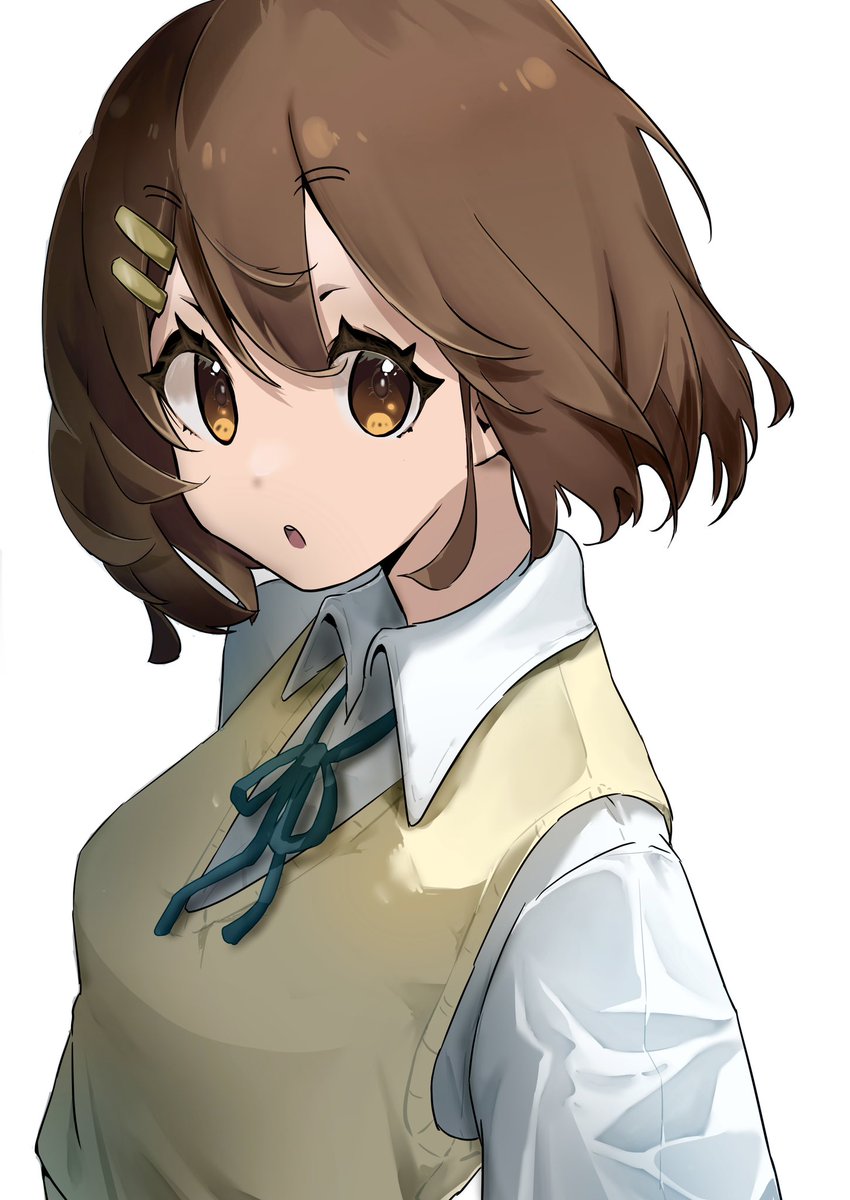 hirasawa yui 1girl solo brown hair brown eyes school uniform sakuragaoka high school uniform short hair  illustration images