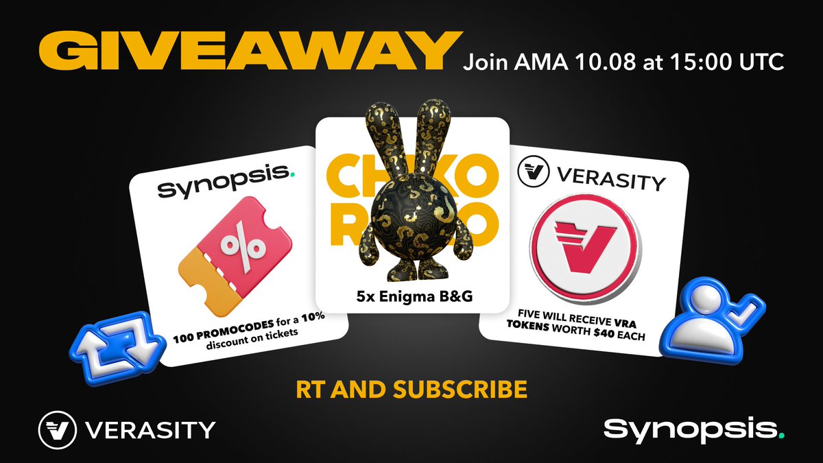 R.toys (@rtoysapp) on Twitter photo โก๏ธ HUGE #GIVEAWAY โก๏ธ
Join AMA:
โฐ Today at 15:00 UTC
๐ x.com/i/spaces/1rmxPโฆ
Giveaway rules:
1๏ธโฃ Subscribe to <a href="/chiko_roko/">ChikoRoko</a>, <a href="/SynopsisEvents/">Synopsis Summit</a> and <a href="/verasitytech/">Verasity (2025 โฉ)</a>
2๏ธโฃ RT this tweet
๐ฅLEEET'S GOOOO โก๏ธ HUGE #GIVEAWAY โก๏ธ
Join AMA:
โฐ Today at 15:00 UTC
๐ x.com/i/spaces/1rmxPโฆ
Giveaway rules:
1๏ธโฃ Subscribe to <a href="/chiko_roko/">ChikoRoko</a>, <a href="/SynopsisEvents/">Synopsis Summit</a> and <a href="/verasitytech/">Verasity (2025 โฉ)</a>
2๏ธโฃ RT this tweet
๐ฅLEEET'S GOOOO