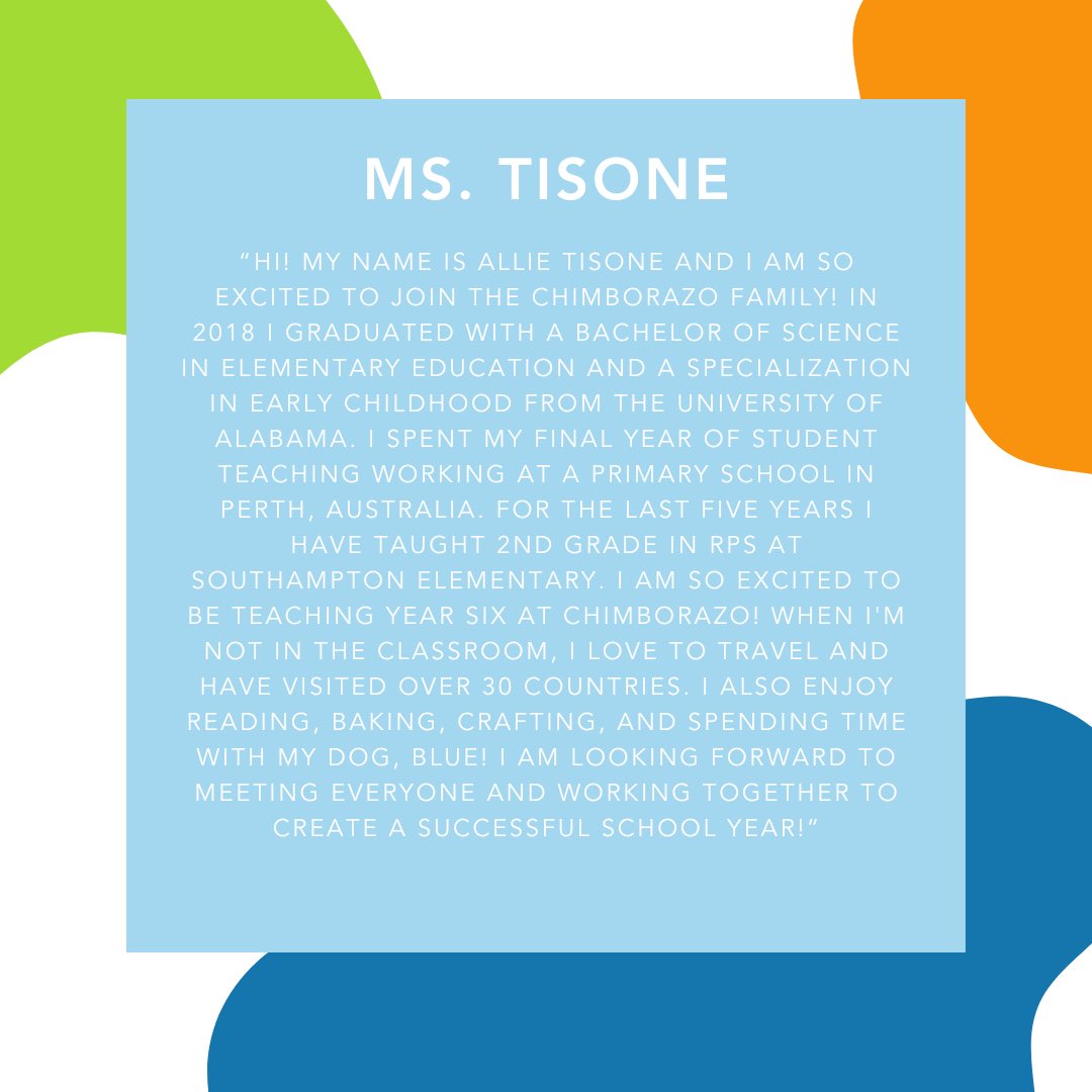 Welcome to Chimborazo, Ms. Tisone! 🐾