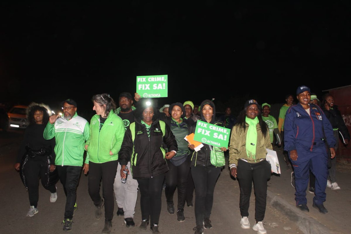 Action4SA's tweet photo. Yesterday, our Gauteng Women's Forum Chairperson Musa Mbewe, Gauteng Provincial Chairperson @Funzi_Ngobeni and more than 100 ActionSA members joined the Free World Initiative’s #WalkWithoutFear Night March in Olievenhoutbosch, Centurion.

The main objective of the 4.6km walk was to increase awareness about the safety and security challenges experienced by women, children, LGBTQIA+ communities, People Living with HIV/AIDS and People Living with Disabilities in their daily lives.