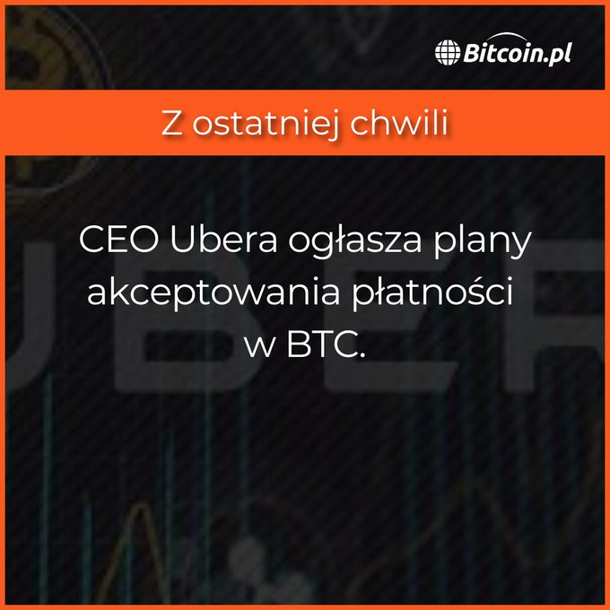 paya1988's tweet photo. Prezes #Ubera ujawnia, że firma przystąpi wkrótce do akceptowania płatności w #Bitcoinie https://t.co/KKZIkjyAW2