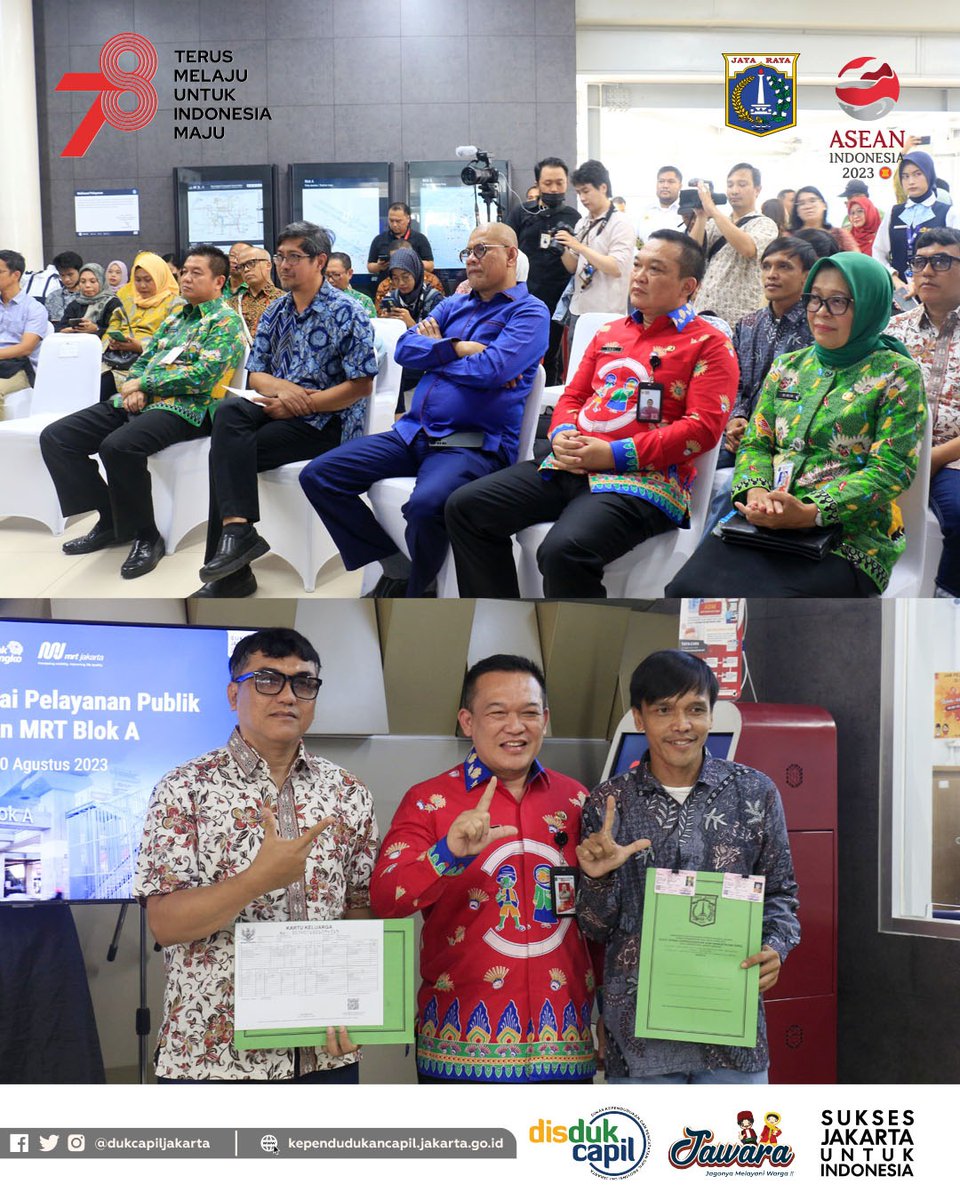 dukcapiljakarta's tweet image. Halo Warga Jakarta👋

Kamis, 10 Agustus 2023

Dinas Dukcapil DKI Jakarta menghadiri Peresmian Pembukaan Gerai Pelayanan Publik di Stasiun MRT Blok A, Dalam rangka memberikan kemudahan kepada masyarakat dengan memperkenalkan layanan mesin Anjungan Dukcapil Mandiri

#dukcapilinfo