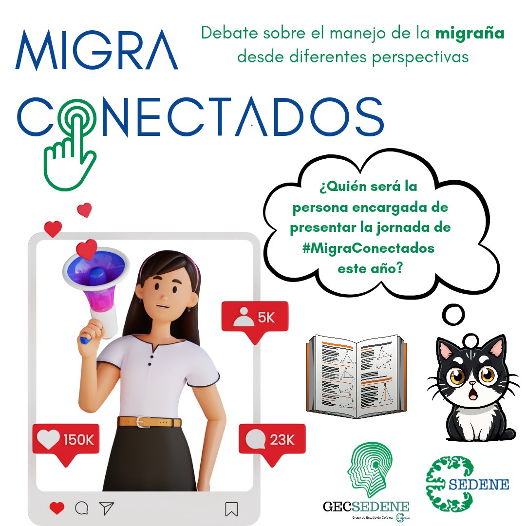 sedenered's tweet photo. Bueno bueno... ya habéis pensado sobre quién puede ser el/la presentador/a de la jornada #Migraconectados❓️
Tienes Migraña, eres familiar, pareja o amigo/a de una persona con Migraña o eres profesional sanitario relacionado/a con el tema?
Te esperamos:
* 8 de Sep. 
* Madrid https://t.co/V4lmwMIMQn