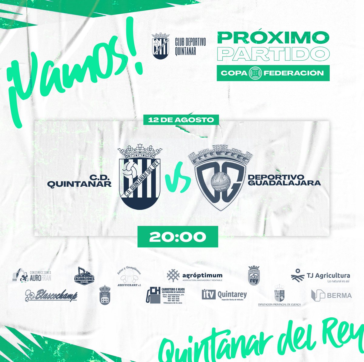 ⚽️ TROFEO FEDERACIÓN🏆

🟢⚫️ CUARTOS DE FINAL ➡️ este finde tenemos un partido emocionante y atracctivo que nos pondrá a prueba 💪💪

🏟 Municipal San Marcos
🗓 Sábado 12 de agosto 
🕛 20:00h
🆚️ <a href="/deporguada/">C.D. Guadalajara ☝🏻🟣</a>
▶️ C.D. Guadalajara 

💻 EN DIRECTO 🔴 <a href="/CMM_Play/">CMMPlay</a> <a href="/DeportesCMM/">Deportes CMM</a>