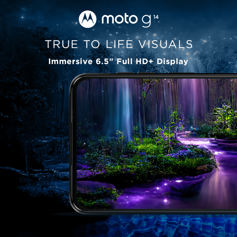 motorolaindia's tweet photo. Get your hands on the hatke entertainer - #motog14 & make your favourite content come to life. Enjoy movies, music, games, video calls & more like never before. Get it at ₹8,999* on @flipkart, https://t.co/azcEfy2uaW & at leading retail stores. #HatkeStyle #HatkeEntertainment