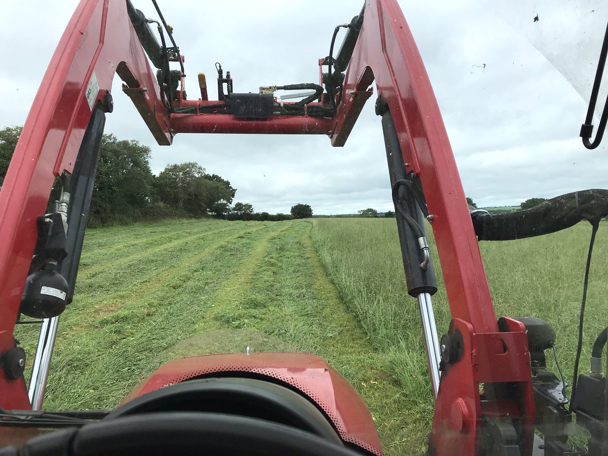 KateYells's tweet photo. Grabbing a window of opportunity. Second cut #silage is a go. Finished mowing yesterday with moody skies…but good drying weather today. Sunshine do your thing ☀️ #winterforage #organic #farming #devon https://t.co/O96tmQj7cx