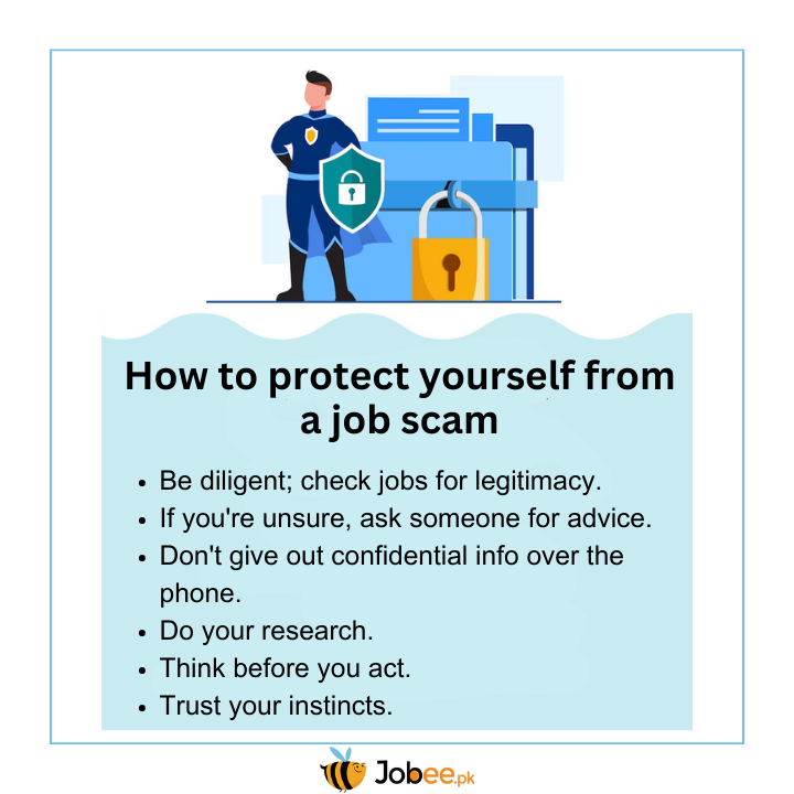 jobee_pk's tweet photo. In today's digital era, job scams have become an unfortunate reality. Beware of the job scams and safeguard your career. Here's how to stay protected.

#Jobee #Jobs #Jobscam #digitalera #career #hiringnow #tipsandtricks #Jobeepk https://t.co/IKpKBZ530l