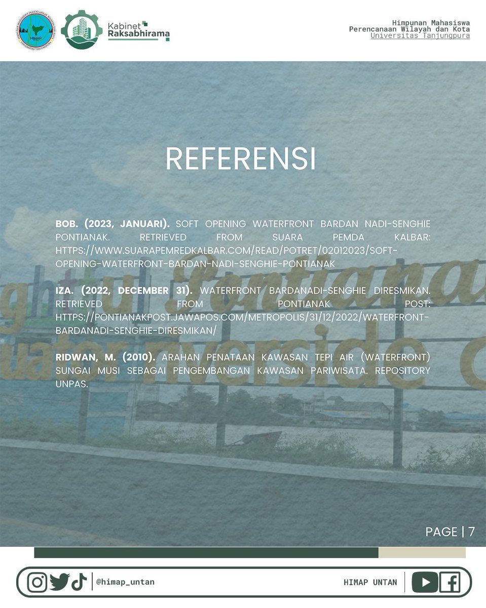 himap_untan's tweet photo. Waterfront merupakan sebuah aset Waterfront City Bardan Nadi-Seng Hie diresmikan pada akhir 2022 lalu sebagai destinasi wisata bagi pengunjung yang ingin menikmati suasana di tepian Sungai Kapuas. https://t.co/Fw1m5BykyZ