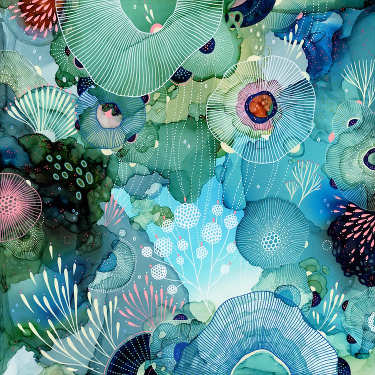 Artist Yellena James creates kaleidoscopic, biomorphic artworks that resemble colourful ecosystems #WomensArt
