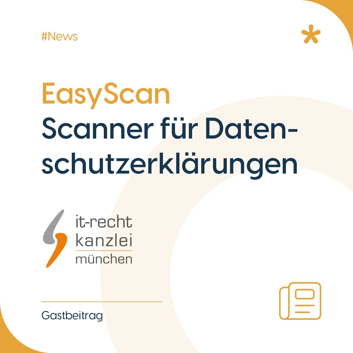 Hält Ihre #Datenschutzerklärung immer Schritt mit den Tools, die Sie einsetzen?

Um sicherzugehen, gibt es EasyScan von der <a href="/itrechtkanzlei/">IT-Recht Kanzlei</a>. Eine Lösung, die Ihre Website ständig in diesen Punkten prüft.

Mehr dazu im Gastbeitrag im #easybill-Blog: 
👇
easybill.de/blog/easyscan-…