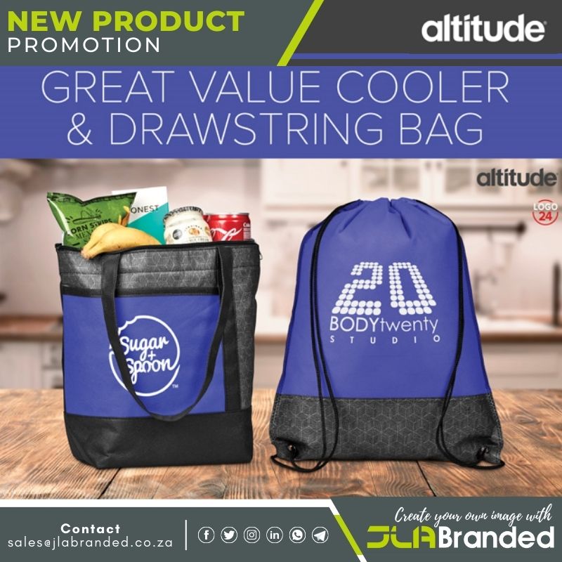 Upgrade your brand exposure with these new stylish lunch coolers and versatile drawstring bags from Altitude.

For more contact 📨 sales@jlabranded.co.za

#JLABranded #Headwear #PromotionalGifts 

T's & C's apply.