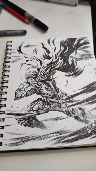 An old #berserk drawing I did when I was in Japan in vacations years ago!! I love to draw #manga characters!