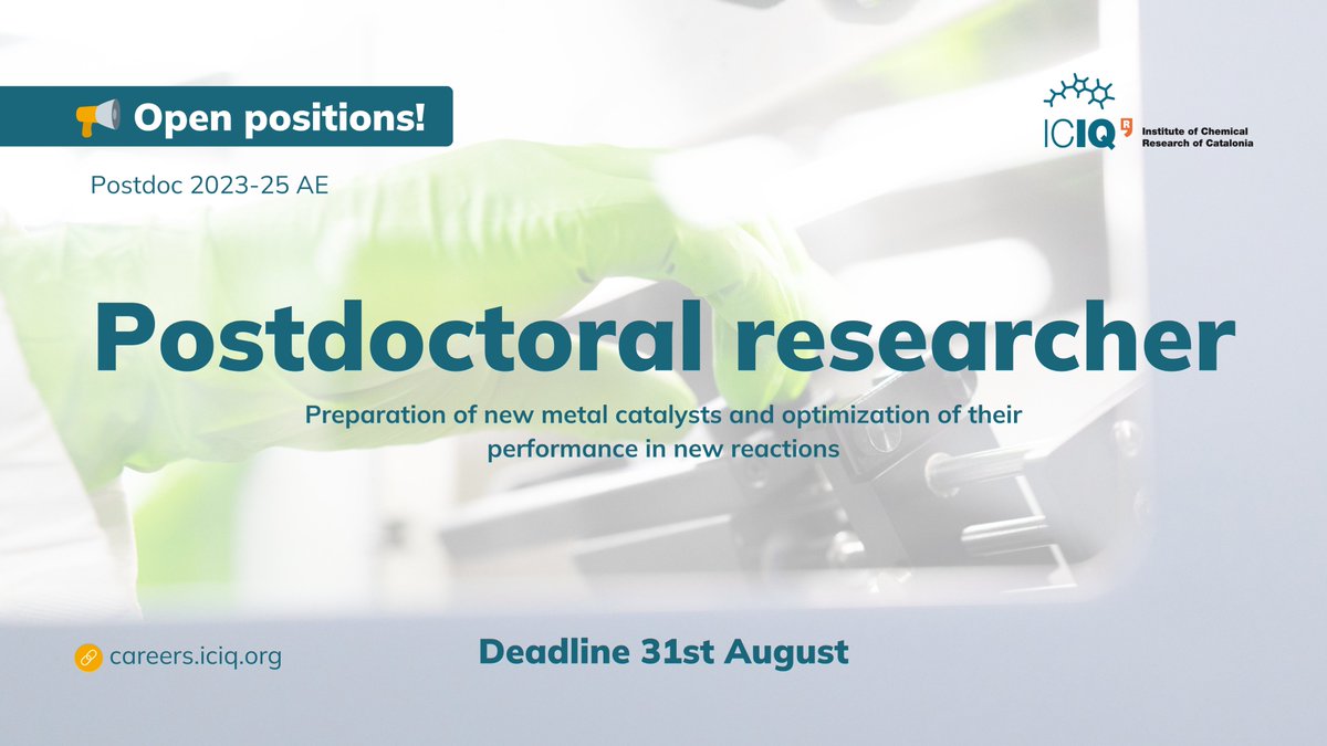 #ICIQJobs 

🗣️Looking for a passionate #Postdoc to lead cutting-edge research in synthetic methodology, organometallic chem or synthesis of natural products? 

🥼Join <a href="/Echavarren_Lab/">Echavarren Lab</a> and lead the development of exciting research projects  

Info🔗 careers.iciq.org/jobs/3022891-p…