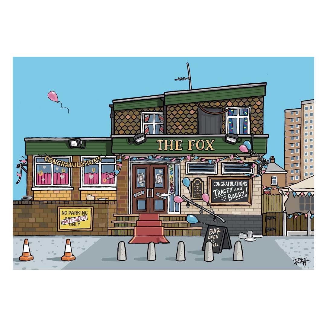PUB LIFE. No. 2 of 8 - ‘Ar Do Bab’.
It’s now ‘86 atThe Fox and the function room had been booked for the wedding reception of two regulars. 
The house bricks holding the marque down in the paved beer garden worked a treat and ensured it day tek off.
#blackcountry #morethanapub