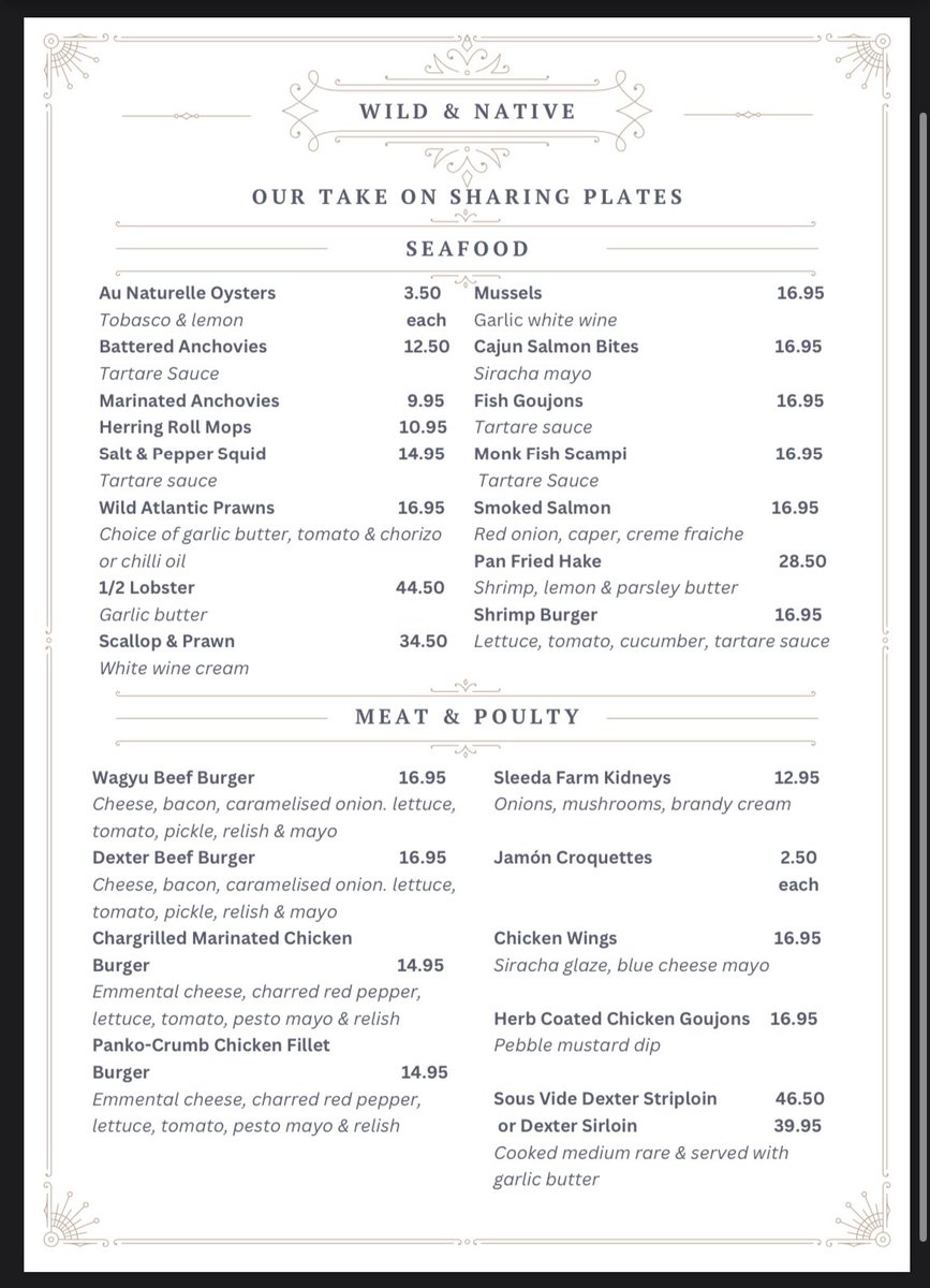 wildandnativesr's tweet photo. Our ever growing menu calls for a new menu design. #sharingplates #wexford #sharingiscaring #rosslare #menudesign #restaurant #irishfood #wexfordfoodie #foodie #foodlovers https://t.co/FPNQZP7A5p