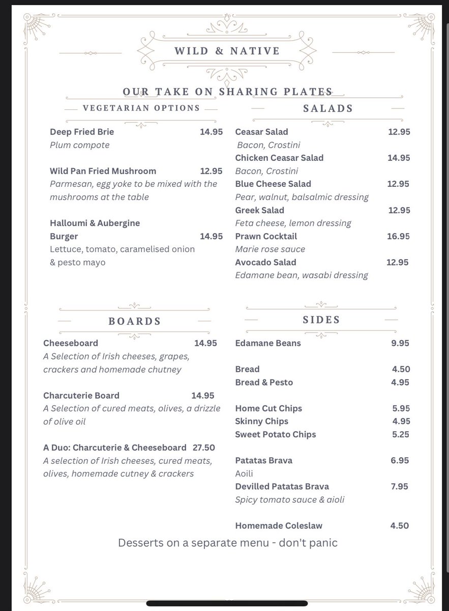 wildandnativesr's tweet photo. Our ever growing menu calls for a new menu design. #sharingplates #wexford #sharingiscaring #rosslare #menudesign #restaurant #irishfood #wexfordfoodie #foodie #foodlovers https://t.co/FPNQZP7A5p