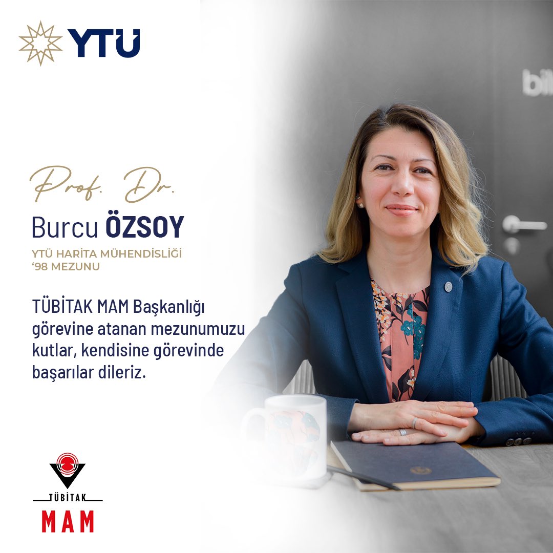TÜBİTAK MAM Başkanlığı görevine atanan YTÜ Harita Mühendisliği '98 mezunumuz Prof. Dr. Burcu Özsoy'u kutlar, görevinde başarılar dileriz ✨