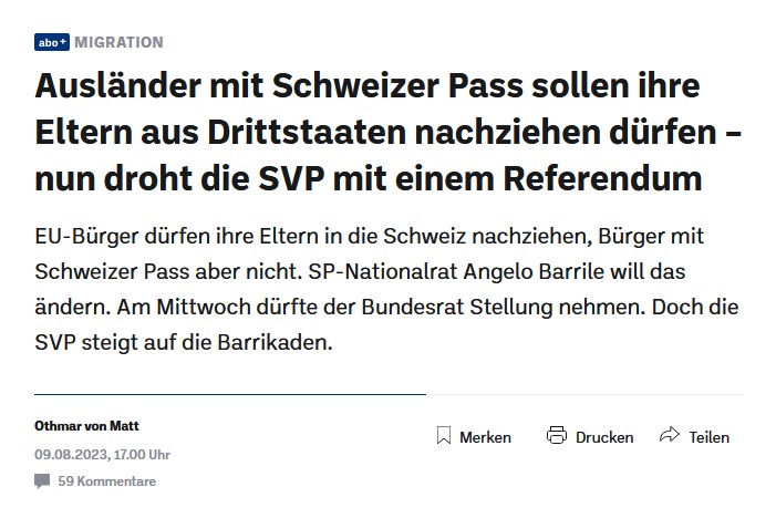 CH Media spricht heute von "Ausländern mit Schweizer Pass". Das zeigt, wie sich der Diskurs von richtigen (gebürtigen) und falschen (eingebürgerten) Schweizer:innen festsetzt. Wir stehen für eine andere Vision der Schweiz, für ein modernes Bürgerrecht: demokratie-volksinitiative.ch 💜