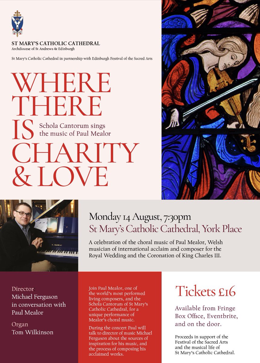 Really looking forward to talking to Michael Ferguson about my #sacred #choral #music and hearing the wonderful Scola Cantorum sing it at St Mary’s Roman Catholic Cathedral #Edinburgh as part of the @SacredArtsFest this coming Monday at 7:30pm. Hope to See some of you there!