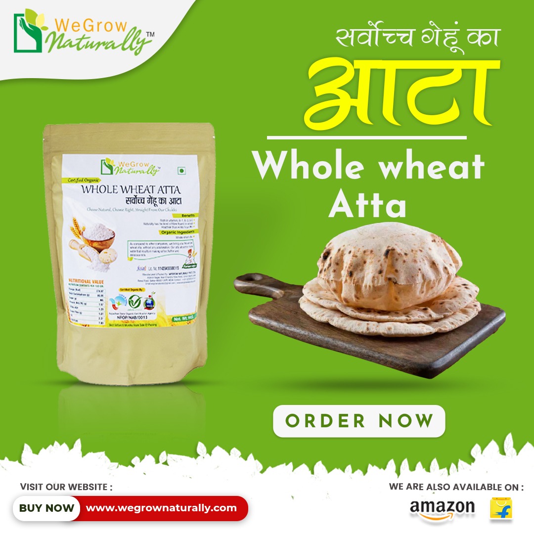 WGrownaturally's tweet photo. Indulge in the goodness🧡 of health and taste with our whole wheat atta 
where wholesome meets delicious💚💚

Visit our website to order!! 

#wegrownaturally #organicproducts #organicproductsph #organicfood #wholewheatatta #organicatta #organicpulses #wegrow #goorganic https://t.co/R9NW3WtHNr