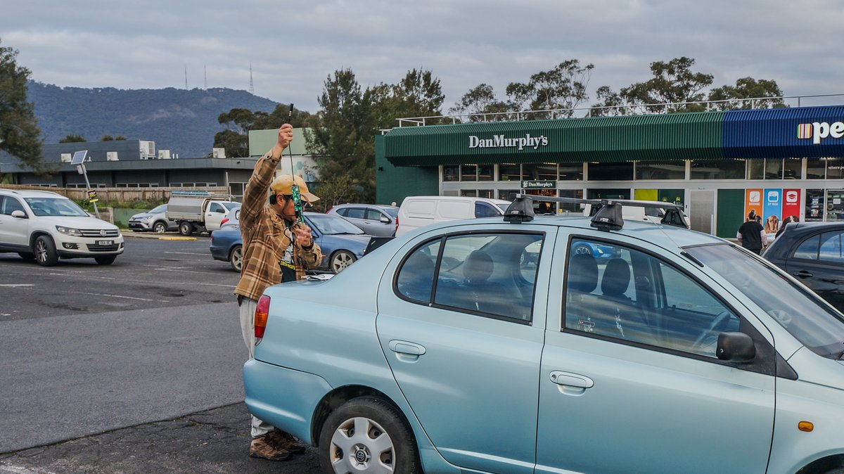 Testing Iridium satellite connectivity in the Dan Murphy's parking lot. If you're in Australia, you'll know how ghetto this is. Ha ha ha.