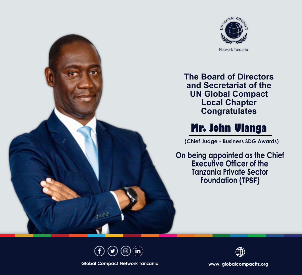TzGlobalCompact's tweet photo. Congratulations Mr. @JohnUlanga https://t.co/WdWi7LsWq9