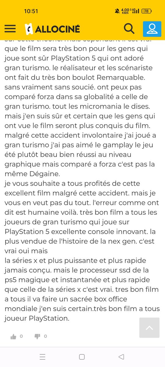 Le plus bel avis AlloCiné sur Gran Turismo. Nouvelle définition de cinéphile à mes yeux.