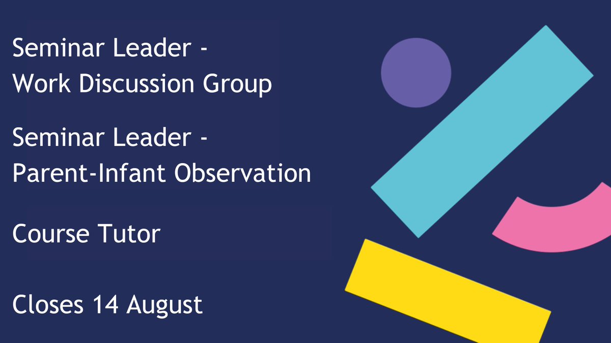 annafreuduk's tweet photo. We're looking for two part time seminar leaders and a course tutor for our MSc Early Child Development and Clinical Applications. If you're qualified in a relevant field and have knowledge of early child development, we'd like to hear from you. https://t.co/dmX7qSnRpw https://t.co/PrYxHUq9ri