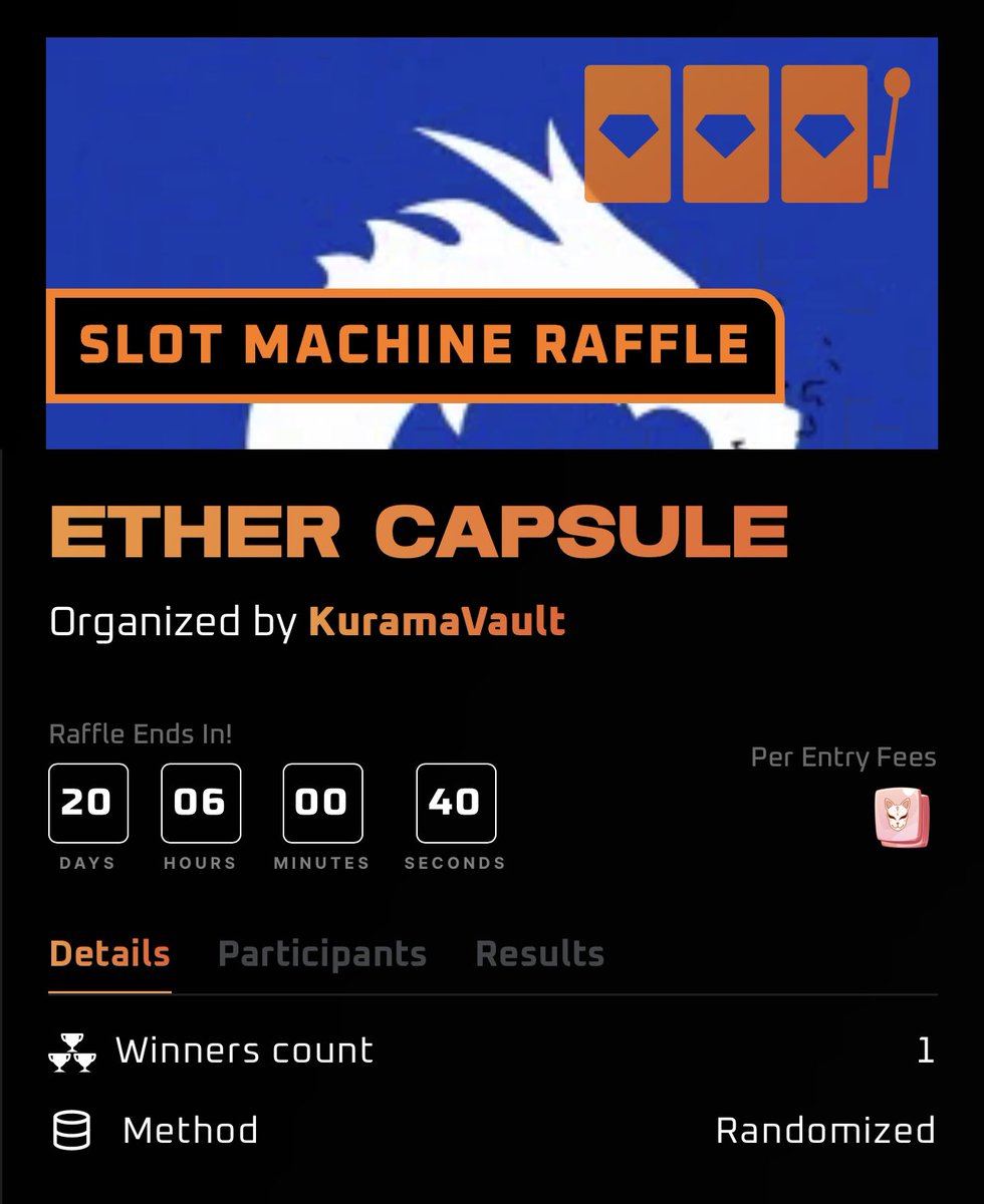 BeauBerryman235's tweet photo. @ether fam did you know https://t.co/c1tpjGxQYT is hosting a slot raffle for a capsule. Everyone can join playing the slot daily, it’s free to enter and 20 days to go. #web3 #community #ether https://t.co/8A2kyNrfEr