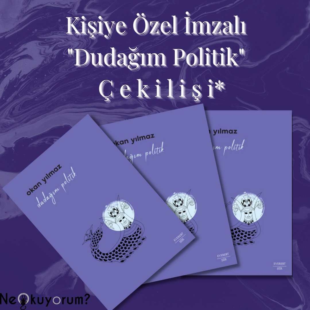 ÇEKİLİŞ HABERİ! 🌈

Ne Okuyorum, bu defa çekiliş ile 3 kişiye Okan Yılmaz'ın (<a href="/imzaokan/">okan</a>) henüz yeni çıkan şiir kitabı Dudağım Politik'i kişiye özel i m z a l ı bir şekilde armağan ediyor. 💜🐉

Çekilişe katılmak için: instagram.com/p/CvwhonHgb-v/…

İyi şanslar! ✨