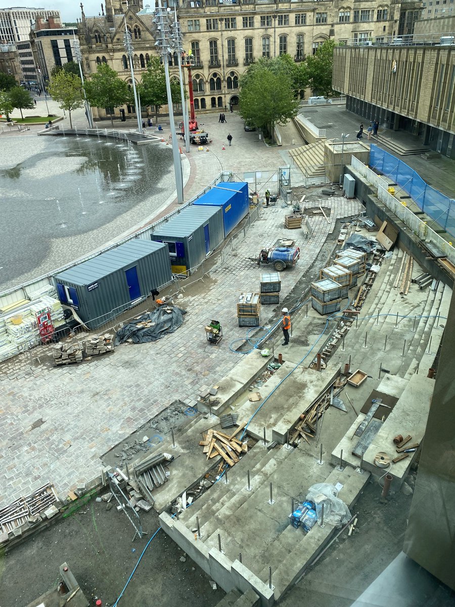OneCityParkBFD's tweet photo. Work on the Spanish Steps that will link the building to #City Park’s #mirrorpool is well underway, as seen in this recent snap from site.
#AllForOneCityPark #Bradford #Bradforddistrict https://t.co/F2rW3GZ8I4