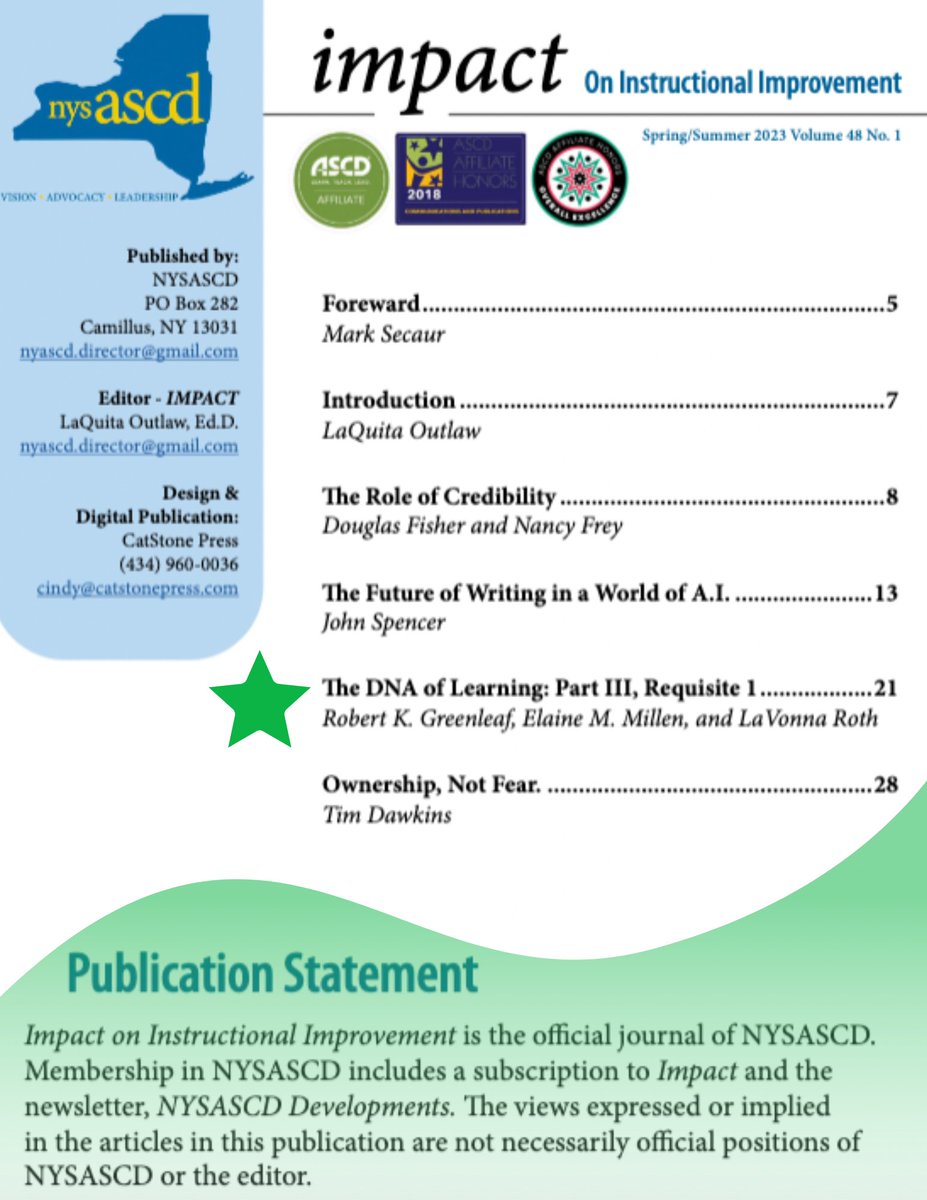 We're thrilled to share the contribution by LaVonna Roth in Vol 48 of the #NYSASCD 'Impact on Instructional Improvement' publication. 

Check it out here! issuu.com/nysascd/docs/i…