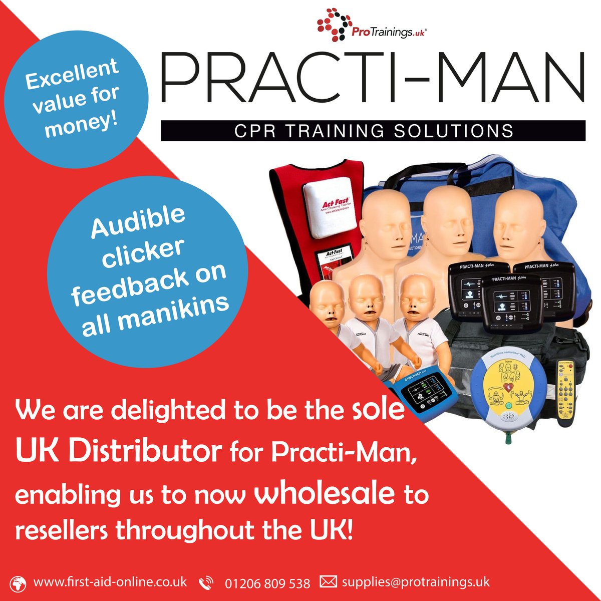 ProTrainingsUK's tweet photo. We are the UK sole distributor for Practi-Man! 🤩

See our full range 👉 https://t.co/x0aY4Ekpur or contact supplies@protrainings.uk for more information ✉️

 #PractiMan #TrainingEquipment https://t.co/mt83PmtvaT