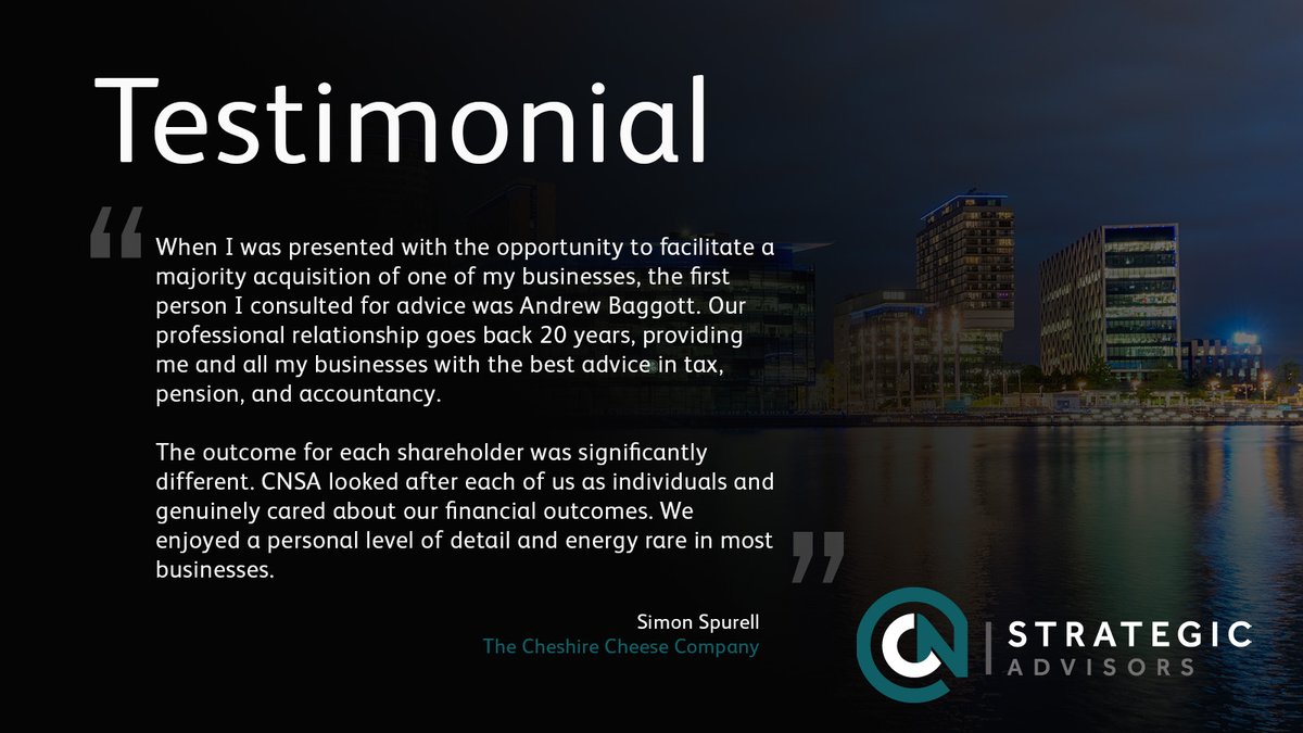 A great testimonial from one of our clients. Get in touch for more information and see how we can support your business - cnsa.co.uk #corporatefinance #acquisition