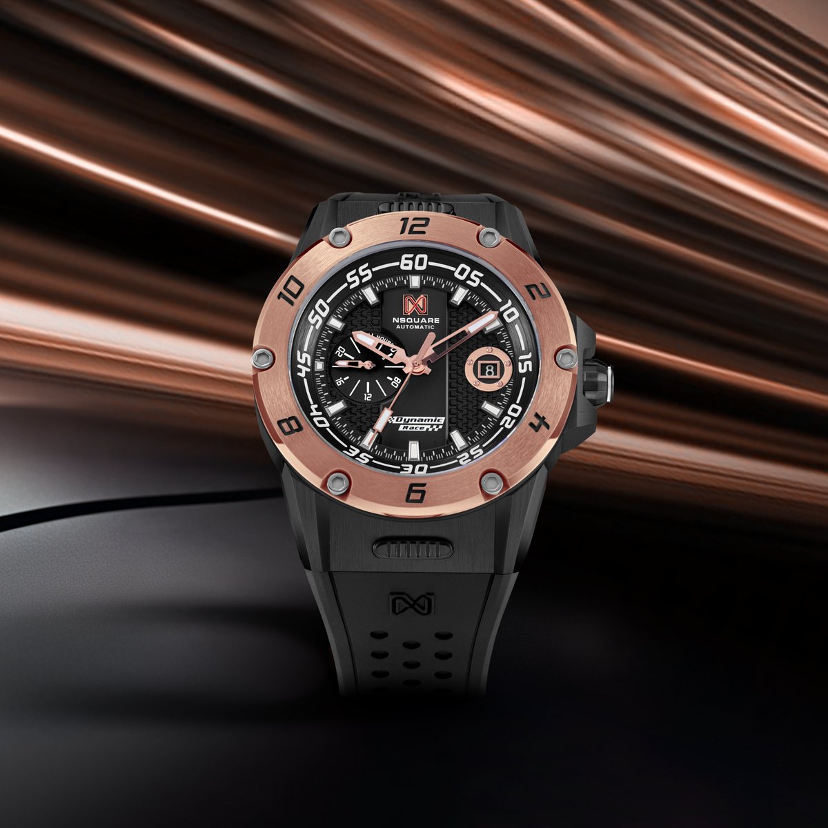 NSquareHK's tweet image. Unleash the allure of a supercar with the latest release - #DynamicRace N61.4 Black/Rose Gold. This timepiece captures the essence of high-speed elegance, mirroring the sleekness of a #supercar. 
Discover now: 
📍Online Store Website: nsquarewatch.com/collections/dy…
 
#LuxurySpeed