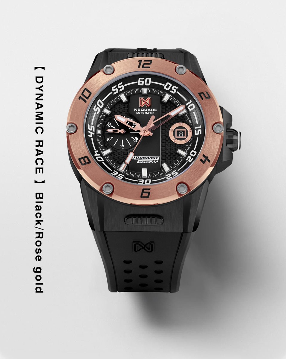 NSquareHK's tweet image. Unleash the allure of a supercar with the latest release - #DynamicRace N61.4 Black/Rose Gold. This timepiece captures the essence of high-speed elegance, mirroring the sleekness of a #supercar. 
Discover now: 
📍Online Store Website: nsquarewatch.com/collections/dy…
 
#LuxurySpeed