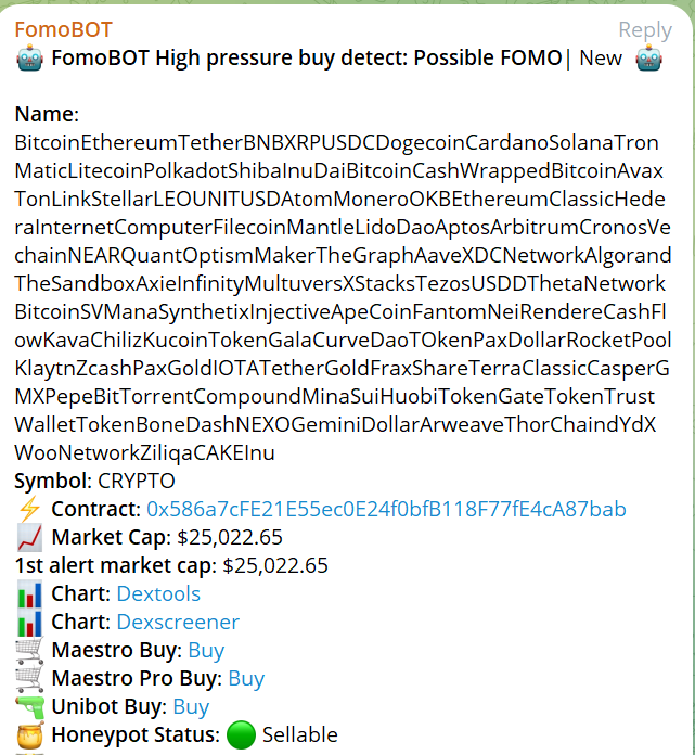 Fomoboterc's tweet image. #crypto $crypto

25k$ #fomobot call --&amp;gt; 2.1M$ x85 🔥🚀🔥🤖

are you still fading anon ?

#fomobot is the most powerful signal tool accessible from telegram and fully integrated with #maestro &amp;amp; #UNIBOT 
ca: 0x9287b08598DDA5fEdABae0763C8880ed42C67229

You just need 100k tokens to