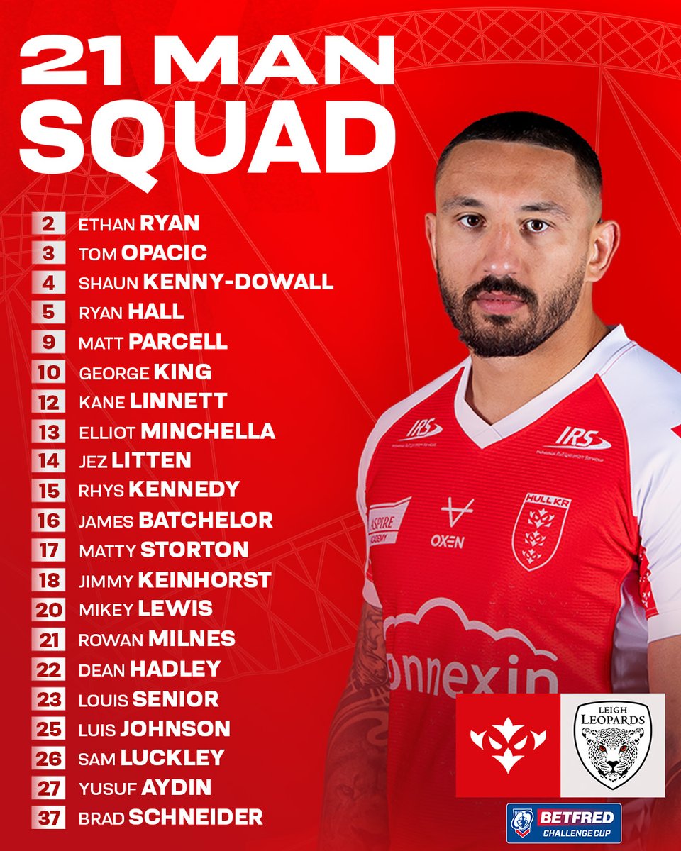 hullkrofficial's tweet photo. Here's your Challenge Cup Final SQUAD. 🫡🏆

#UpTheRobins 🔴⚪️ https://t.co/mth0zwMZRz