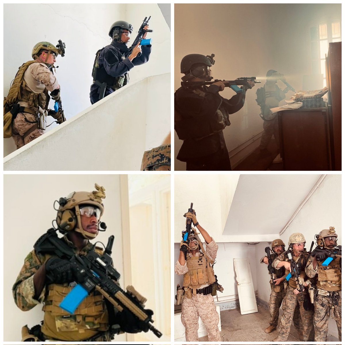 #Tunisian Regiment Commandos Marine (RCM) conduct Close Quarters Tactics (CQT) with #US Reconnaissance Marines, 3rd Force Reconnaissance Company, 4th Marine Division, as part of #AfricanLion23 in Bizerte on May 25, 2023  🇹🇳🤝🇺🇸.