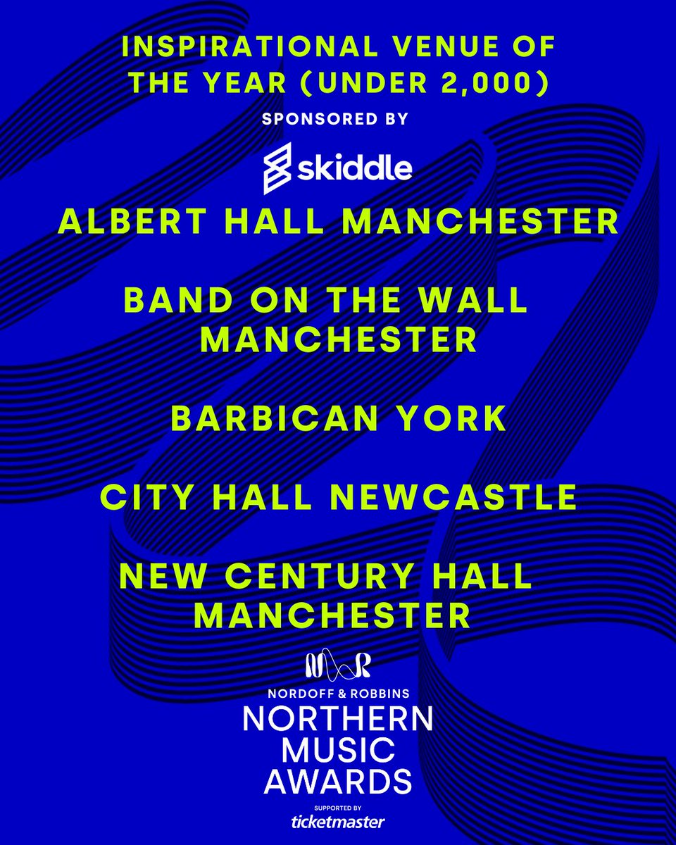 🎤 We're thrilled to reveal the #NorthernMusicAwards shortlist for Inspirational Venue of the Year sponsored by @skiddle 🙌 Grassroots music venues are crucial to the music industry and the communities who thrive within the local music scene 💙 nordoff-robbins.org.uk/northern-music…