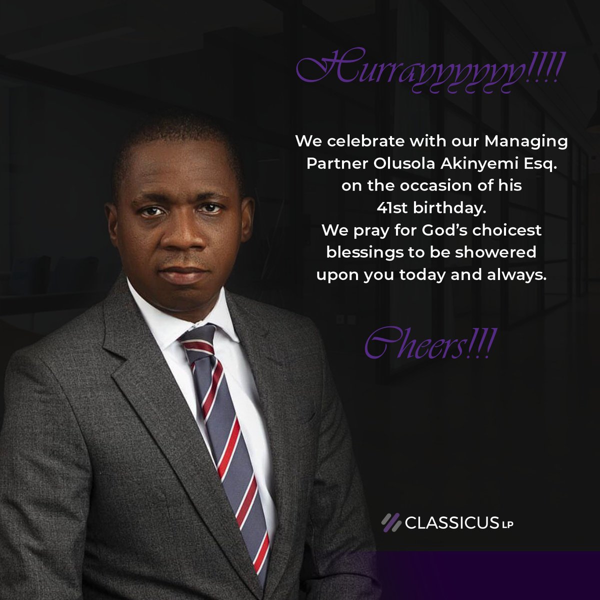 Happy birthday to an amazing leader @olusolaesq who inspires us to be the best versions of ourselves. We believe that as you start a new year, your light will shine even brighter. Cheers!!!
#lawfirmbirthdays #birthday #managingpartner #nigerianlawyers #lagoslawyer #solicitors